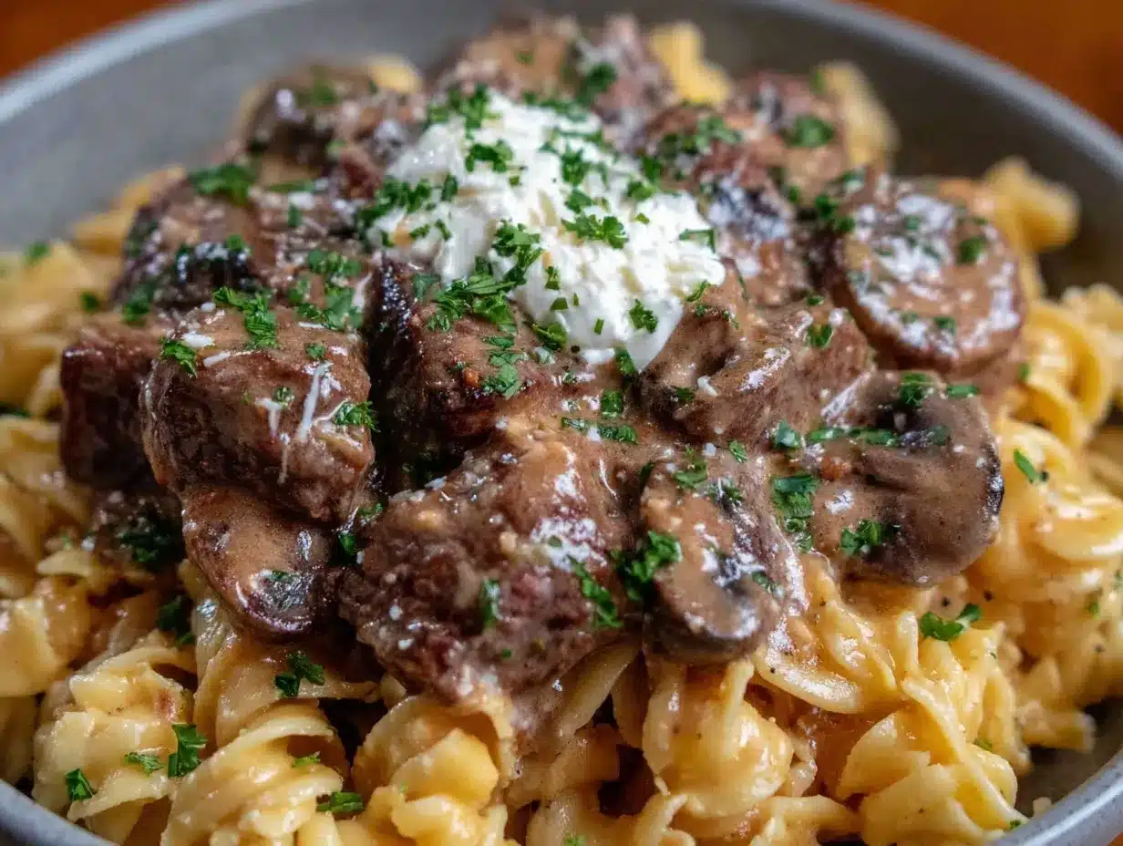 creamy crockpot beef stroganoff preparation steps