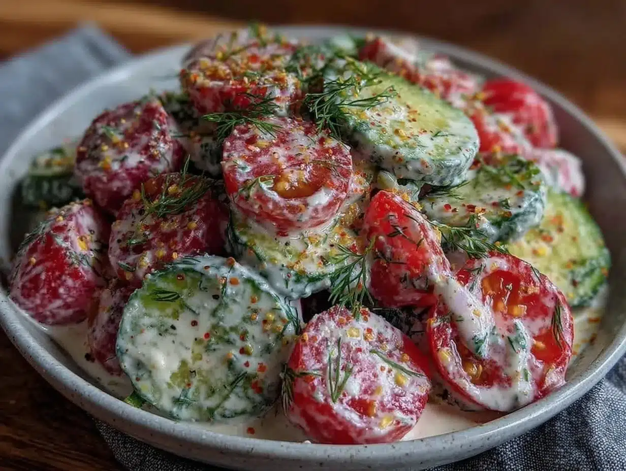 creamy cucumber tomato salad preparation steps