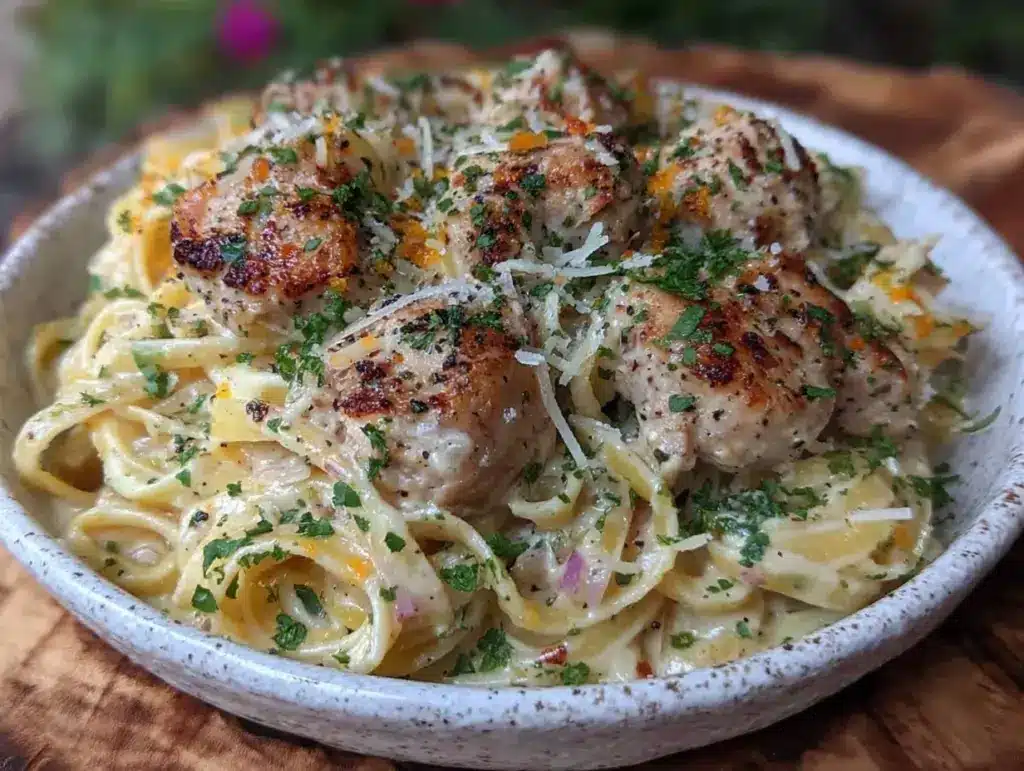 creamy garlic parmesan chicken pasta - featured image