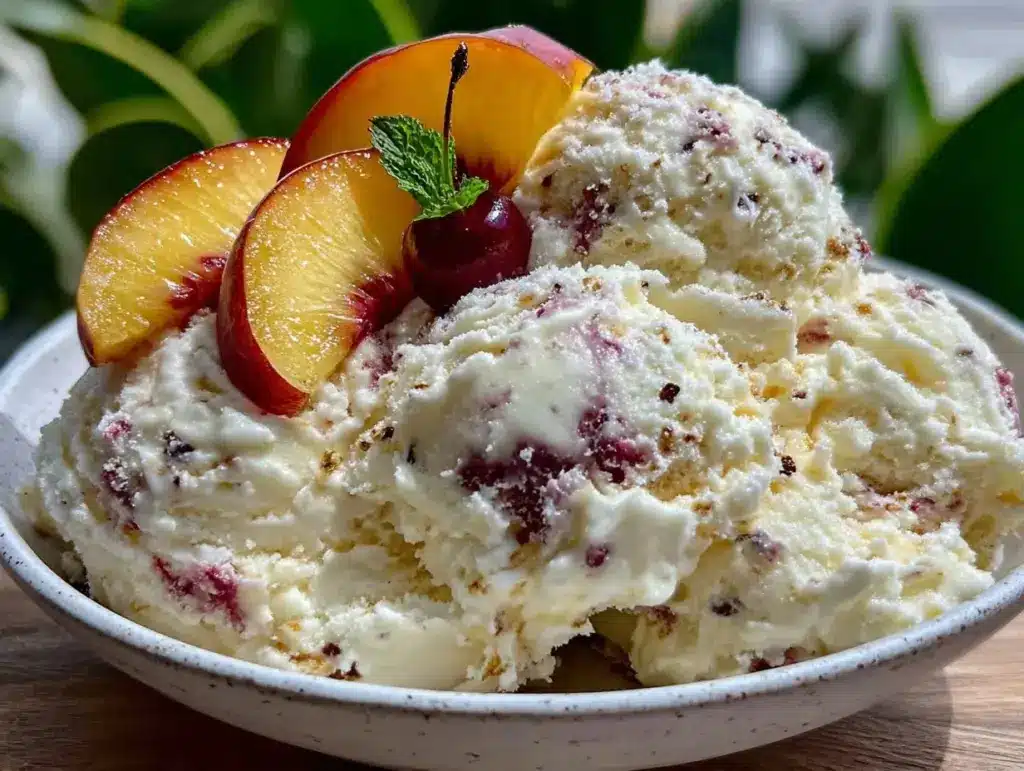 creamy homemade peach ice cream no-churn - featured image