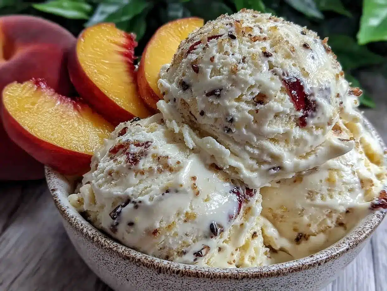 creamy homemade peach ice cream no-churn preparation steps