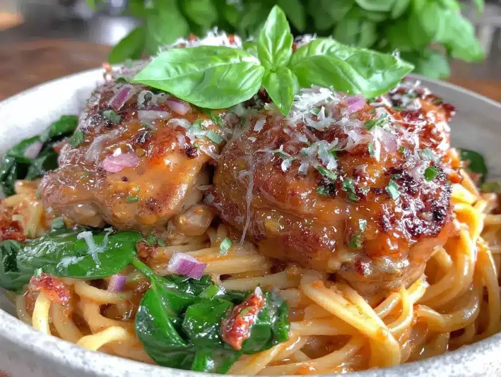 creamy one-pot tuscan chicken pasta - featured image