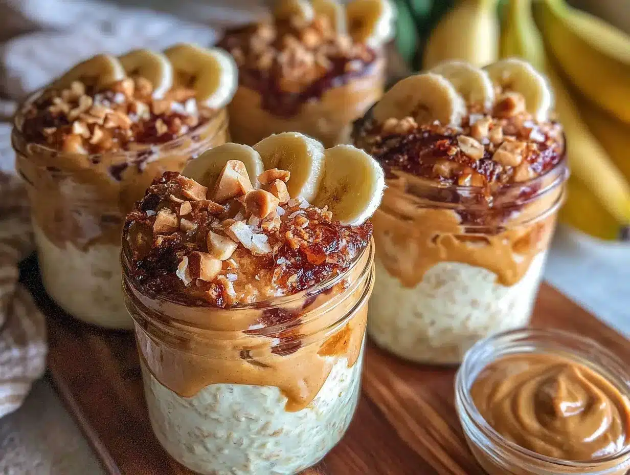 creamy peanut butter banana overnight oats preparation steps