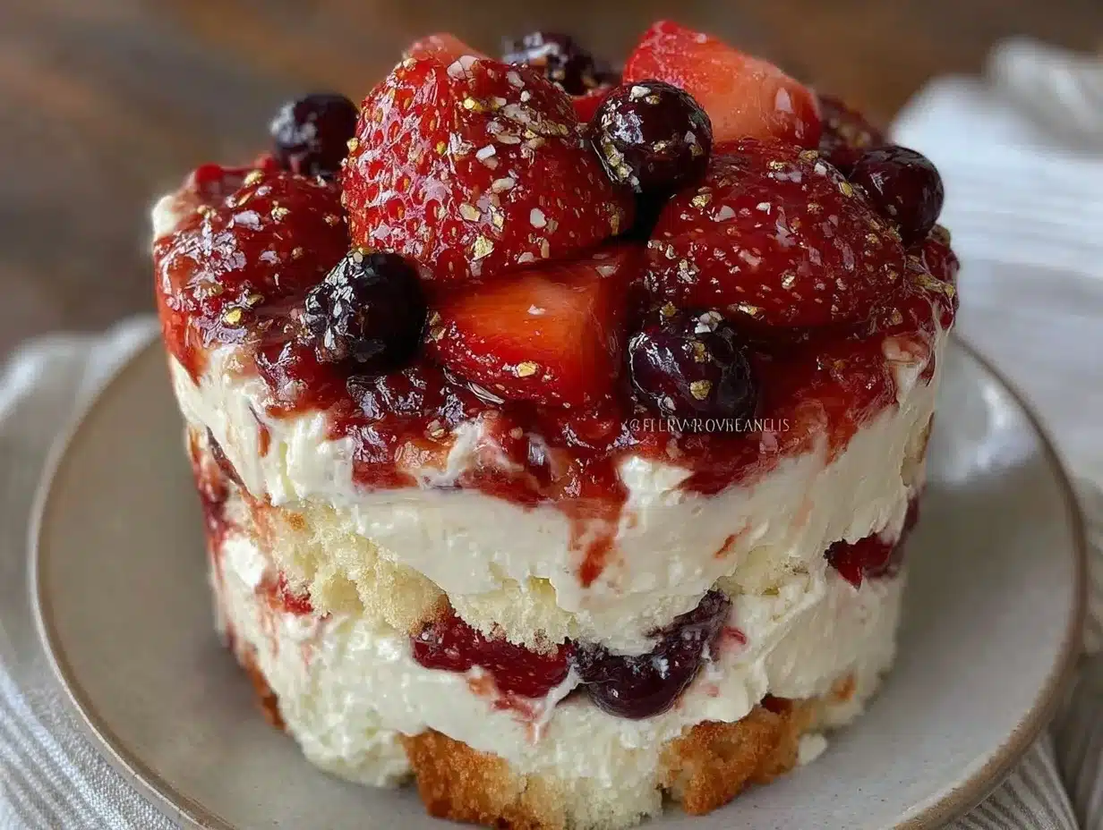 creamy red white and blue berry trifle preparation steps