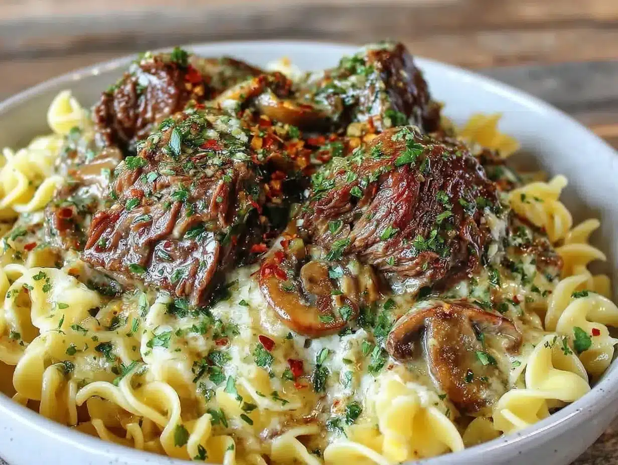creamy slow cooker beef stroganoff preparation steps