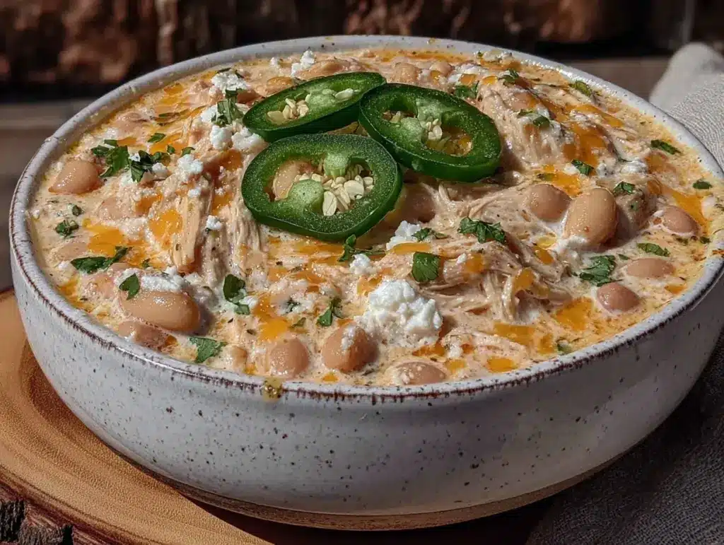 creamy slow cooker white chicken chili - featured image