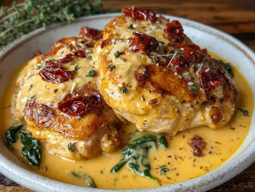 creamy tuscan chicken recipe - featured image