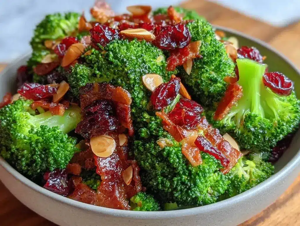 crisp broccoli bacon cranberry salad - featured image