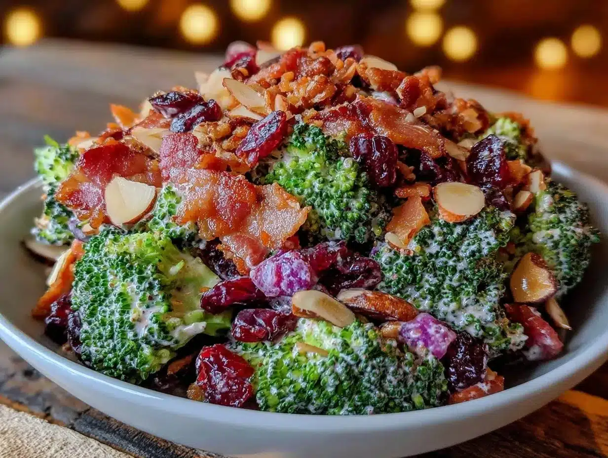 crisp broccoli bacon cranberry salad preparation steps