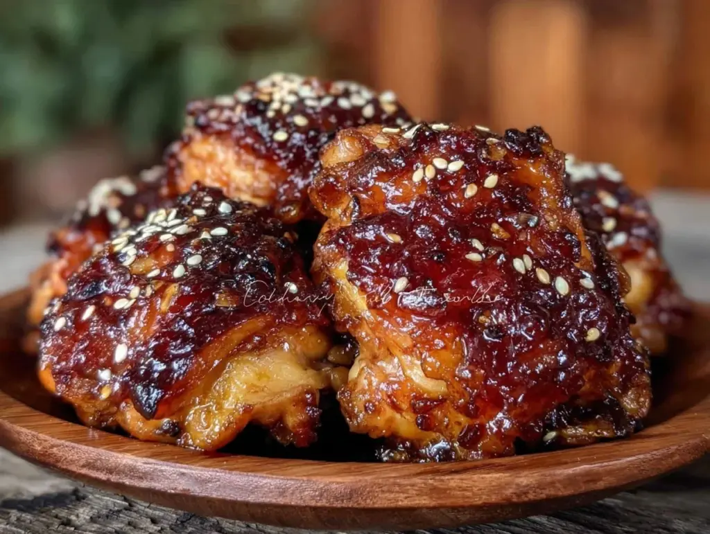crispy air fryer honey garlic chicken thighs - featured image