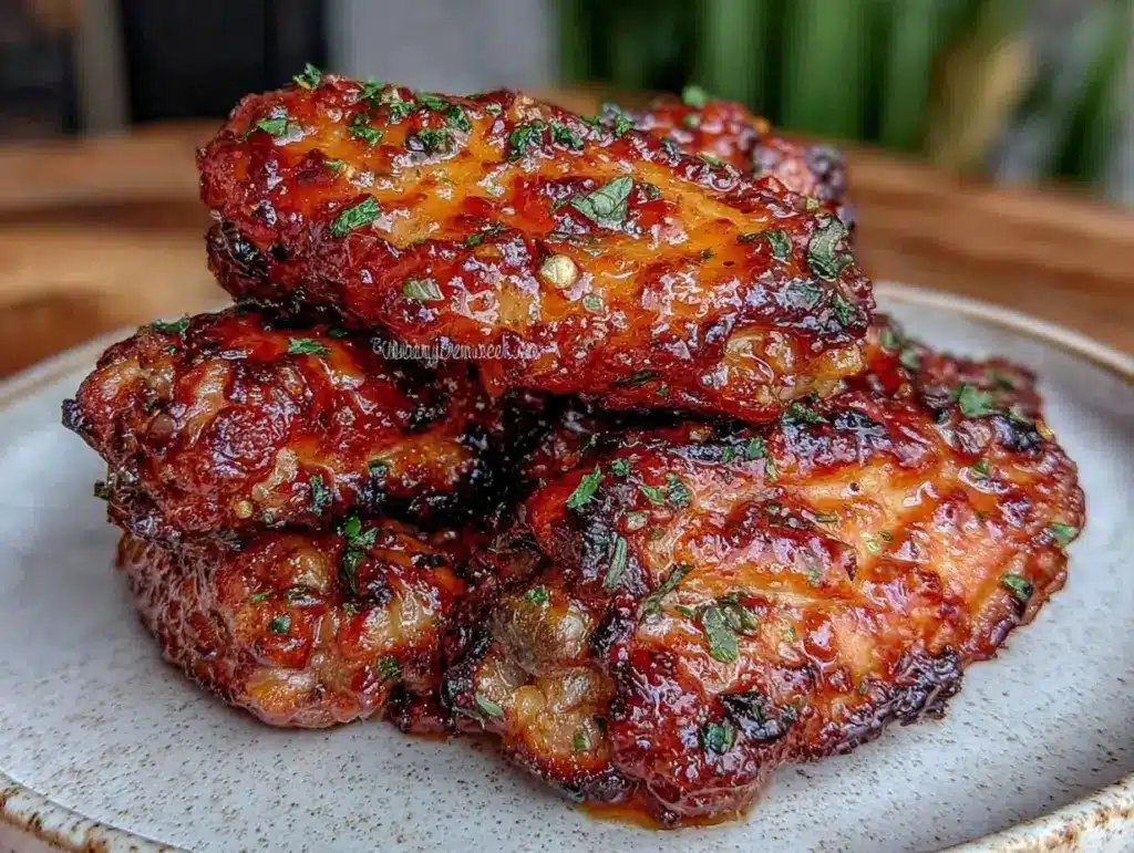 crispy air fryer honey garlic chicken wings - featured image