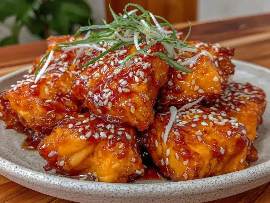 crispy air fryer honey garlic salmon bites - featured image