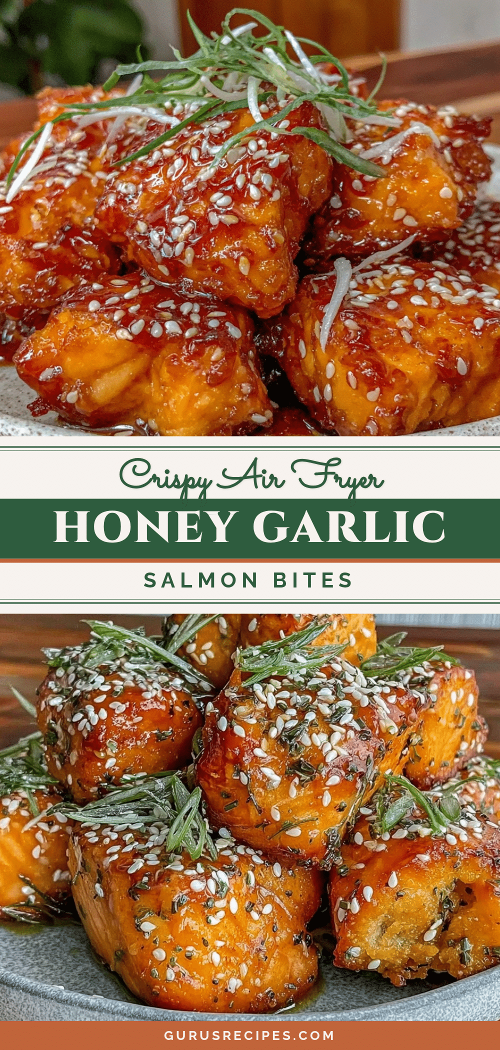 crispy air fryer honey garlic salmon bites recipe