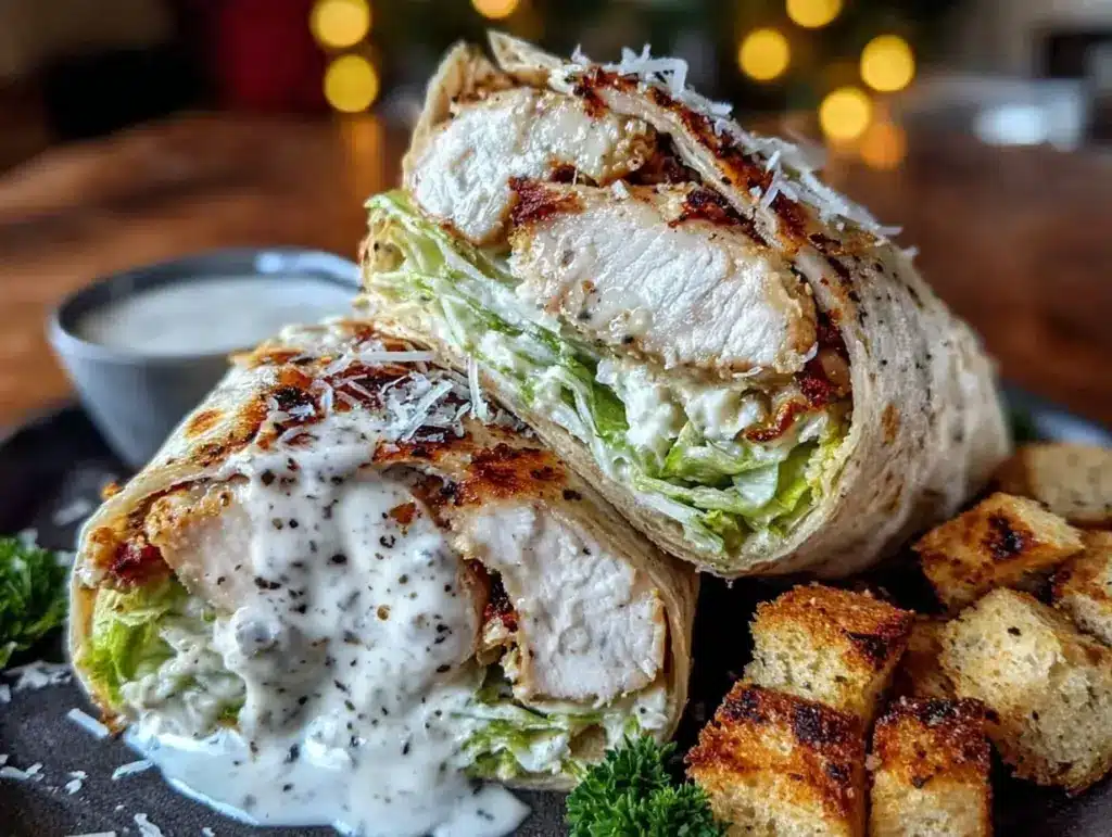 crispy chicken caesar wrap - featured image