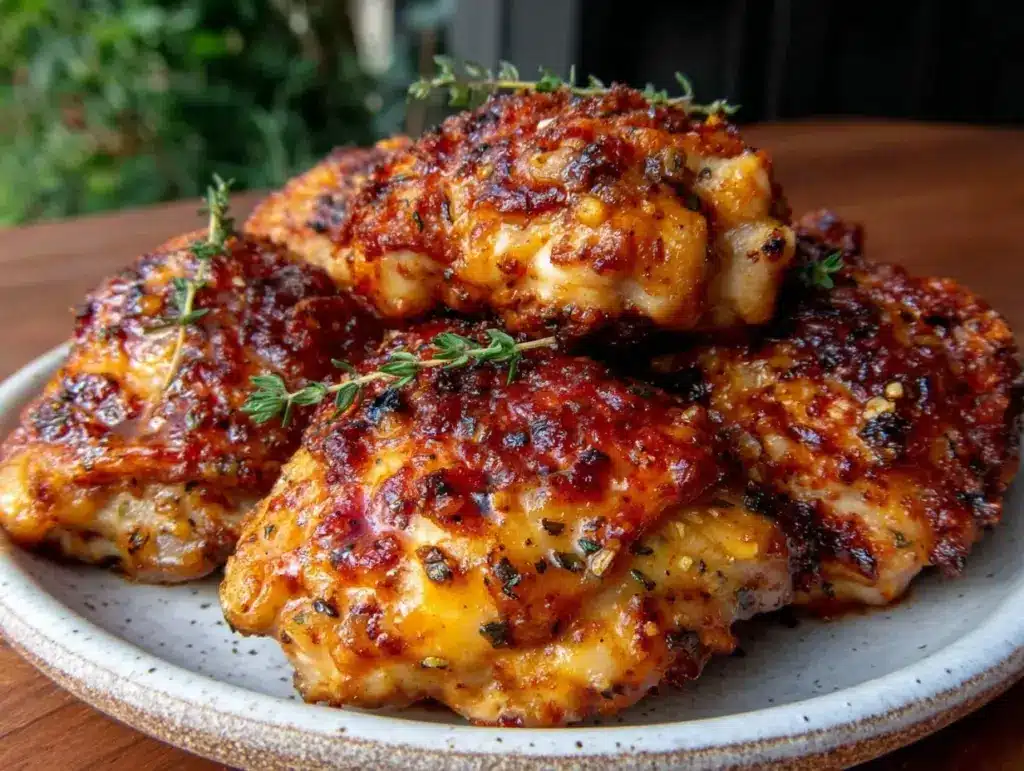 crispy garlic butter air fryer chicken thighs - featured image