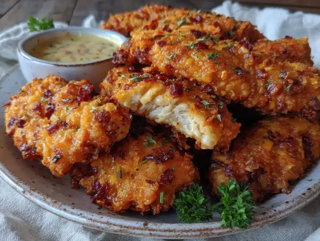 crispy garlic parmesan chicken tenders - featured image
