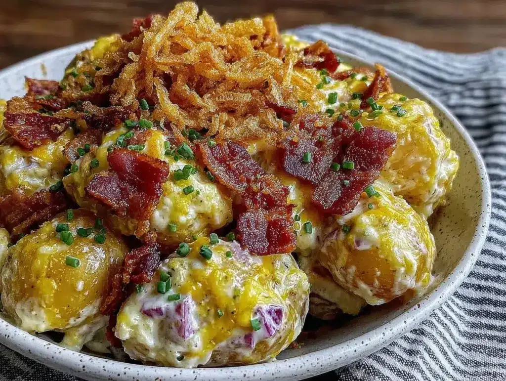 crispy loaded bacon ranch potato salad - featured image