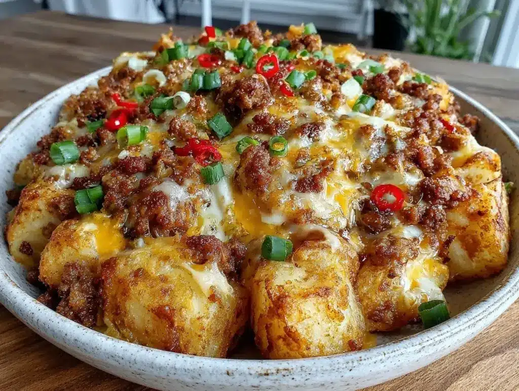 crispy loaded breakfast potato casserole with sausage - featured image