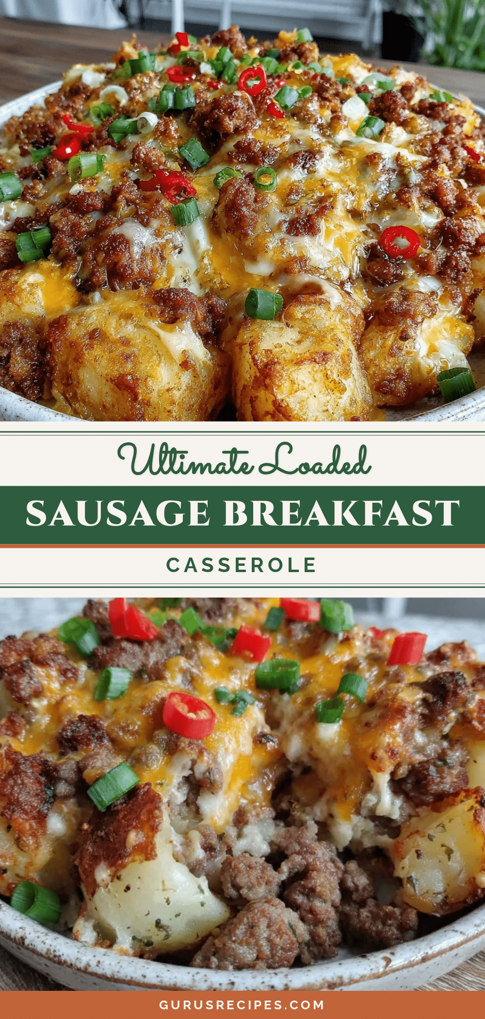 crispy loaded breakfast potato casserole with sausage recipe