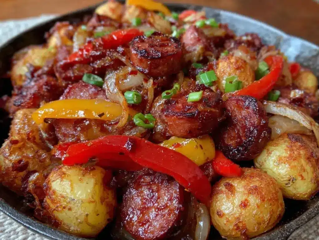 crispy one-pan kielbasa and potatoes - featured image