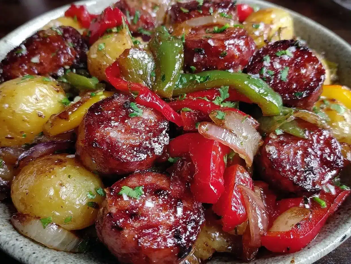 crispy one-pan kielbasa and potatoes preparation steps