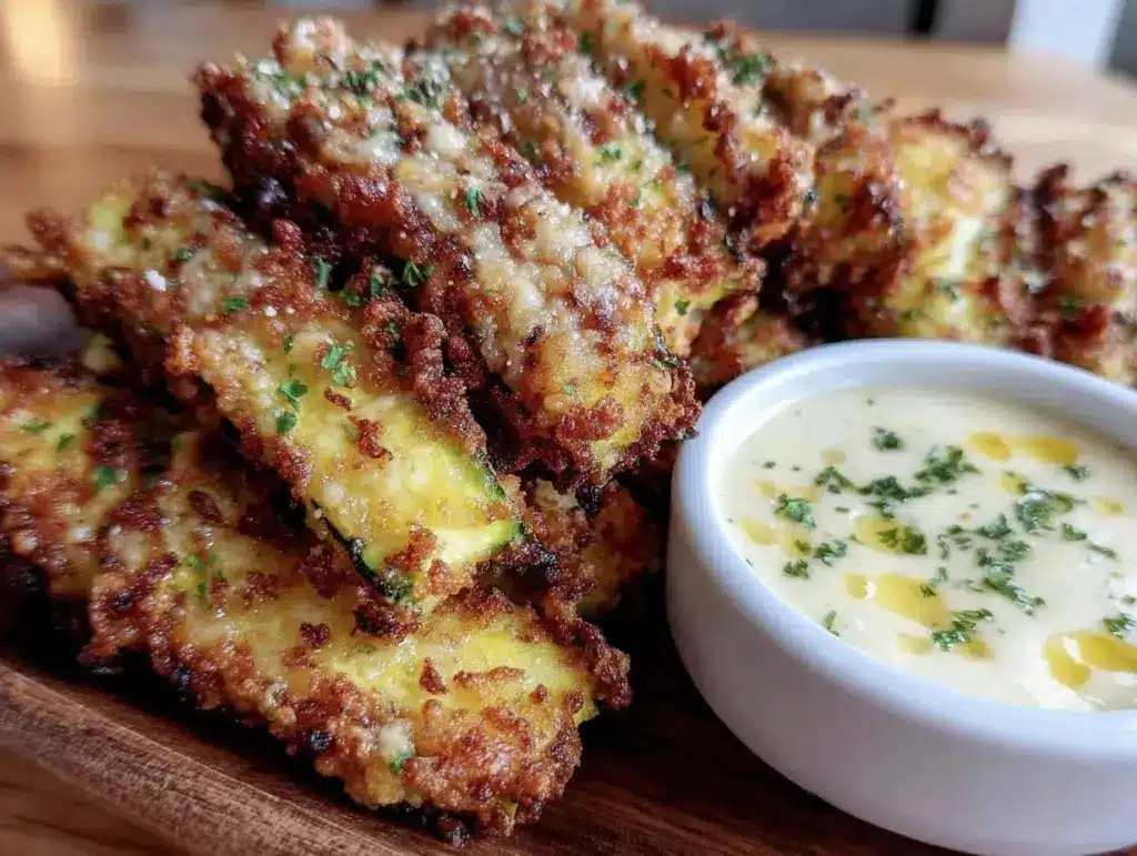 crispy parmesan crusted zucchini fries - featured image