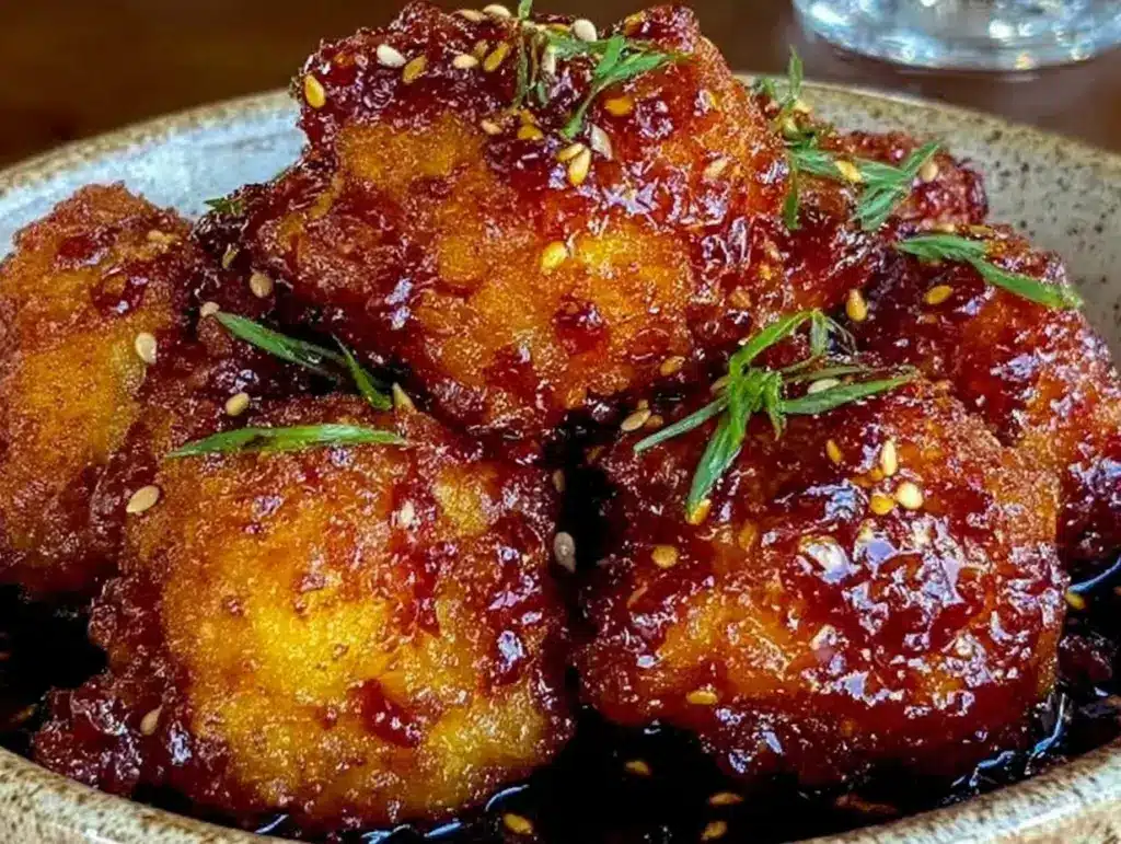 crispy sticky sesame orange chicken - featured image