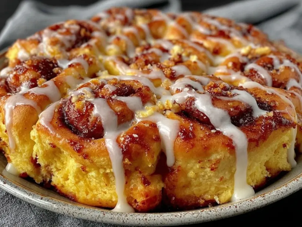 easy cinnamon roll casserole - featured image