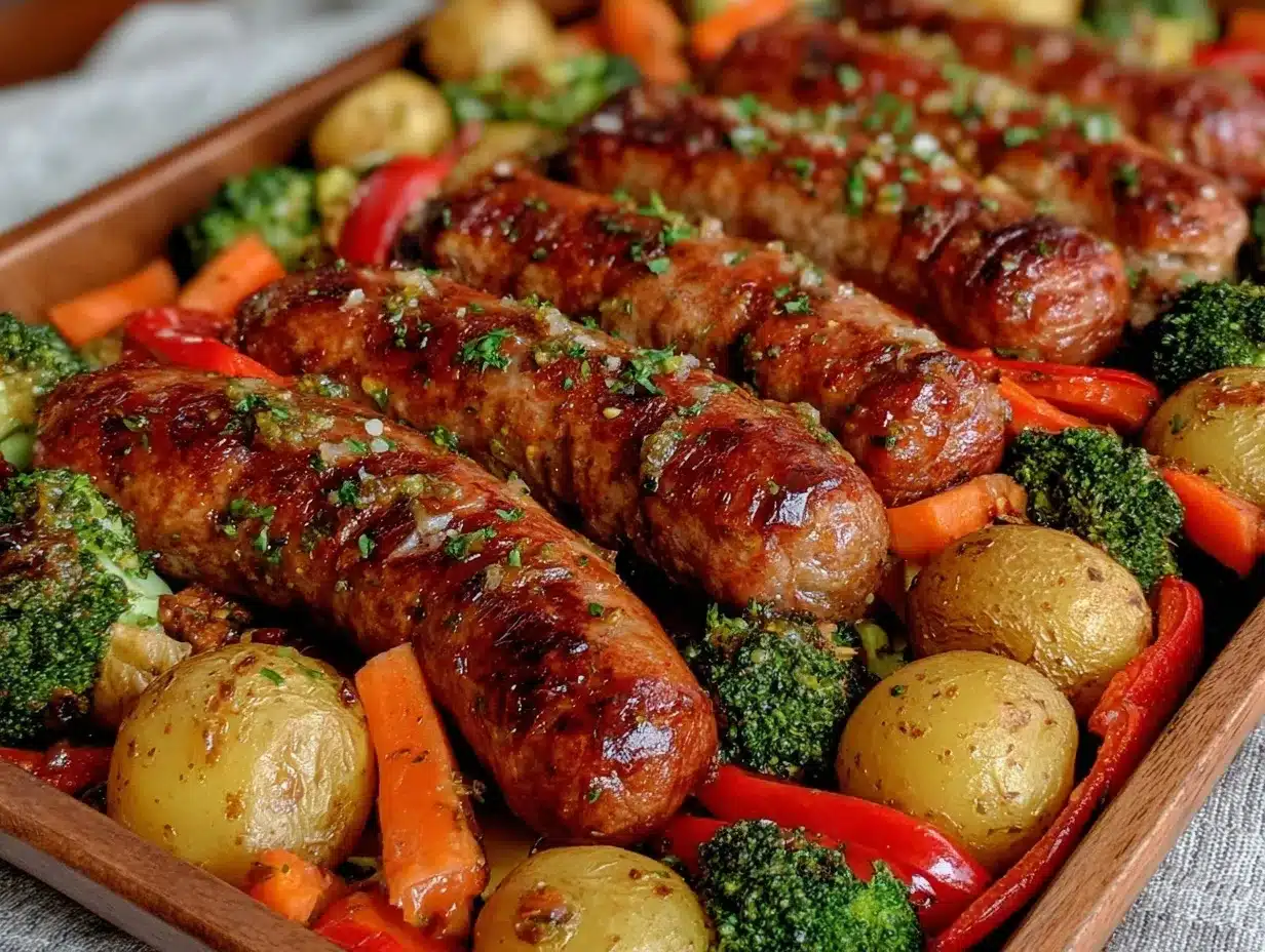 easy crispy sheet pan sausage and vegetables preparation steps