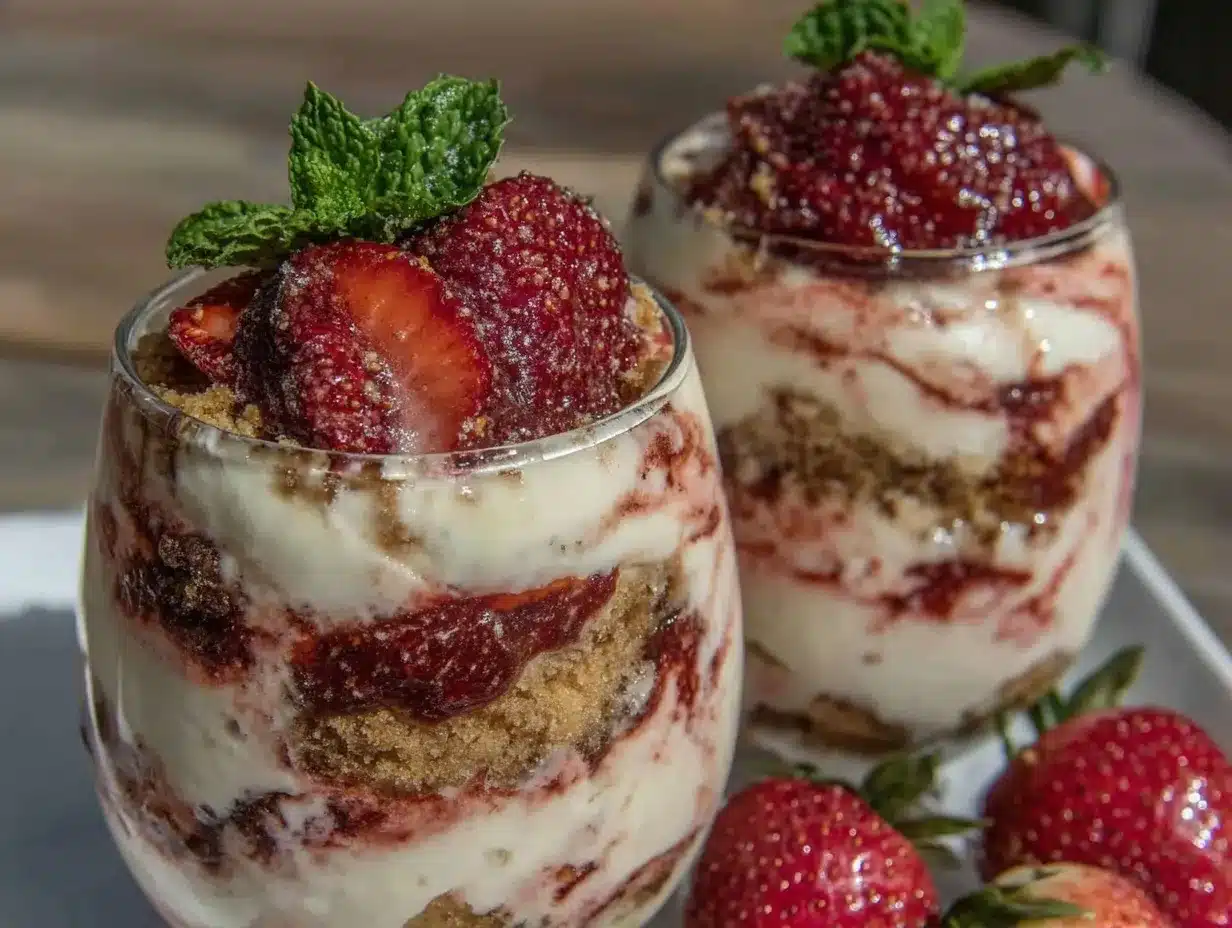 easy no-bake strawberry cheesecake parfaits preparation steps