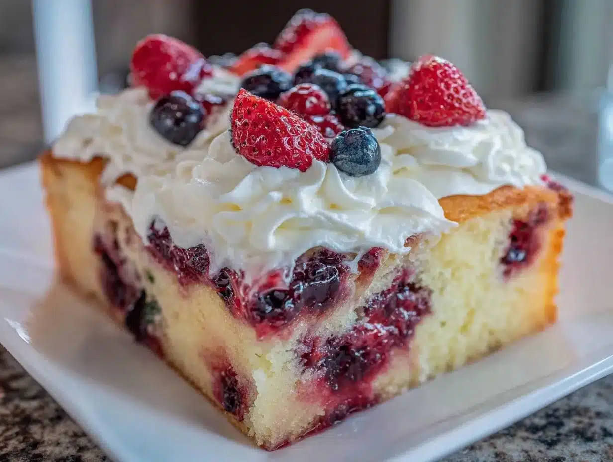 Easy Patriotic Poke Cake preparation steps