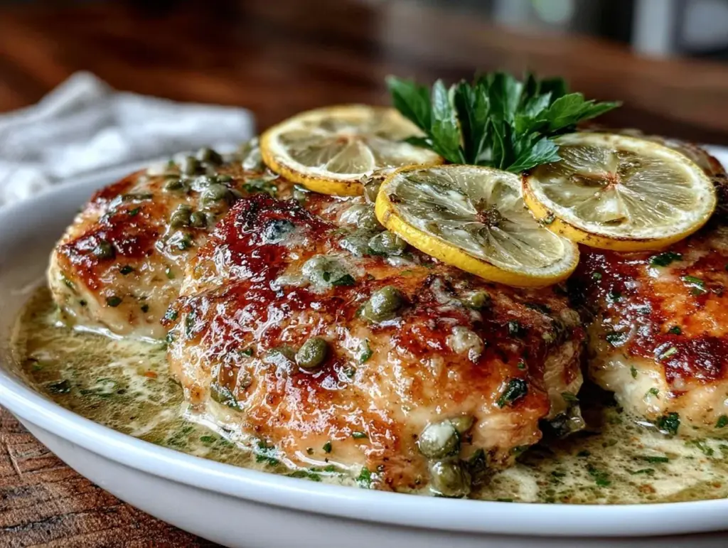 easy tangy lemon butter chicken piccata - featured image