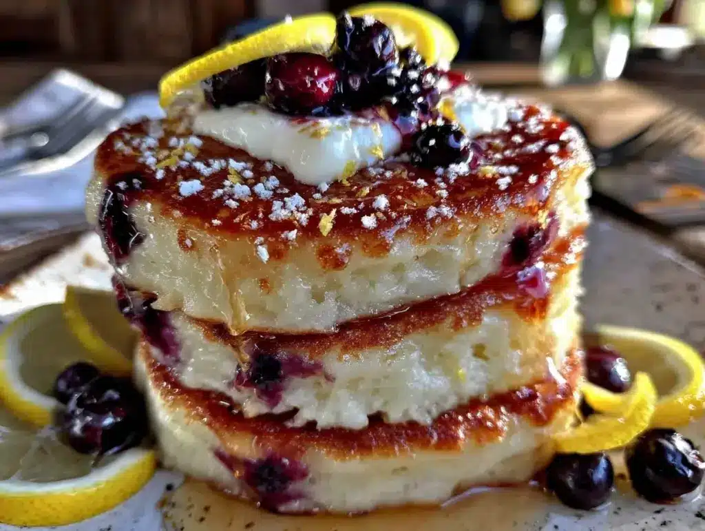 fluffy blueberry lemon ricotta pancakes - featured image