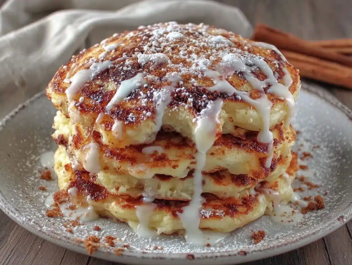 fluffy cinnamon roll pancakes preparation steps