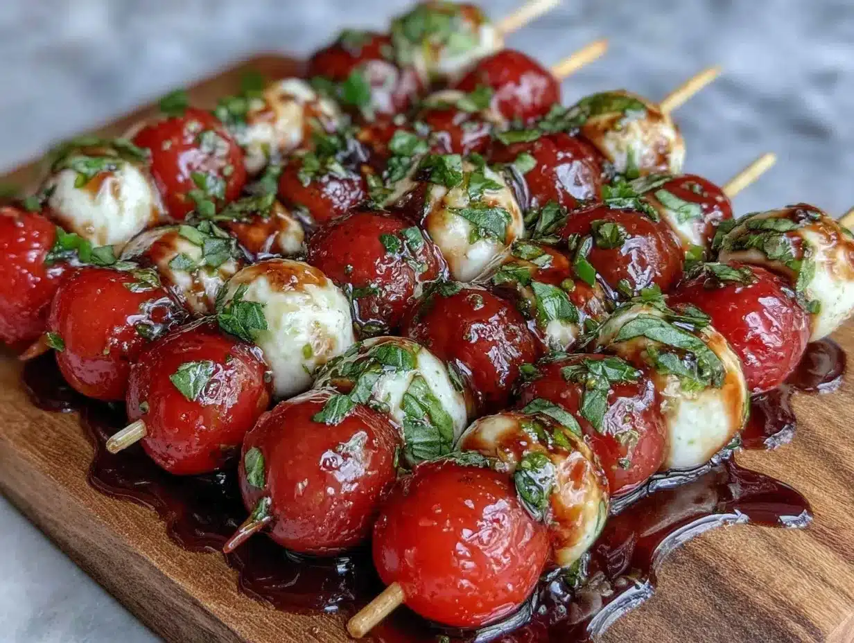 fresh Caprese skewers preparation steps