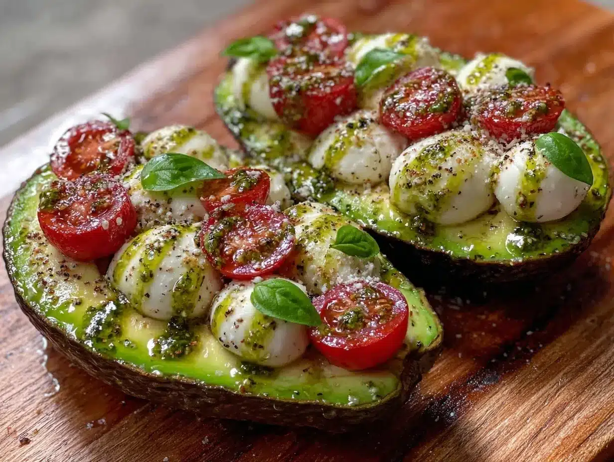 fresh caprese stuffed avocados preparation steps