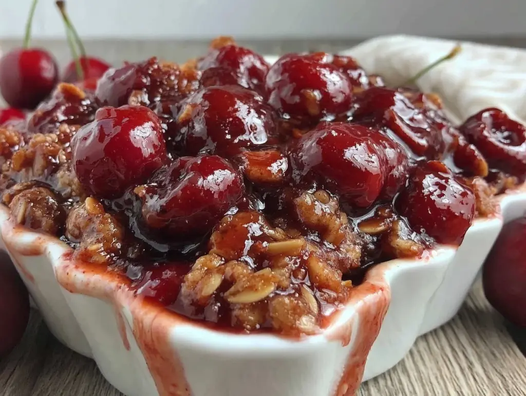fresh cherry crisp - featured image
