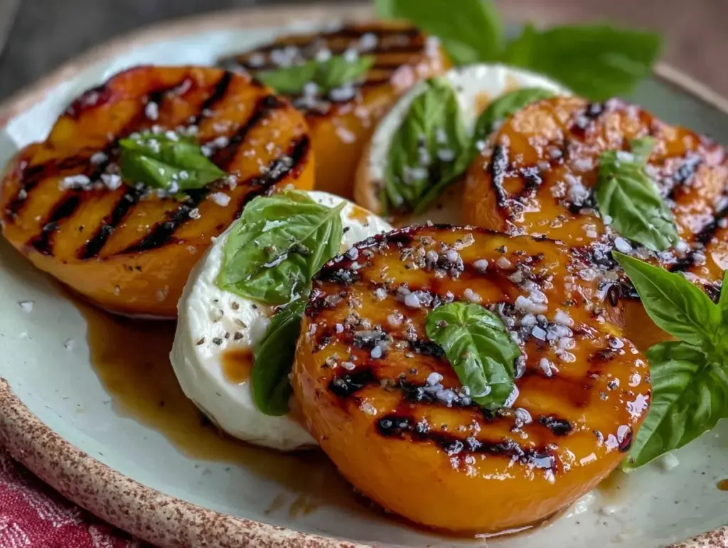 fresh grilled nectarine caprese salad - featured image