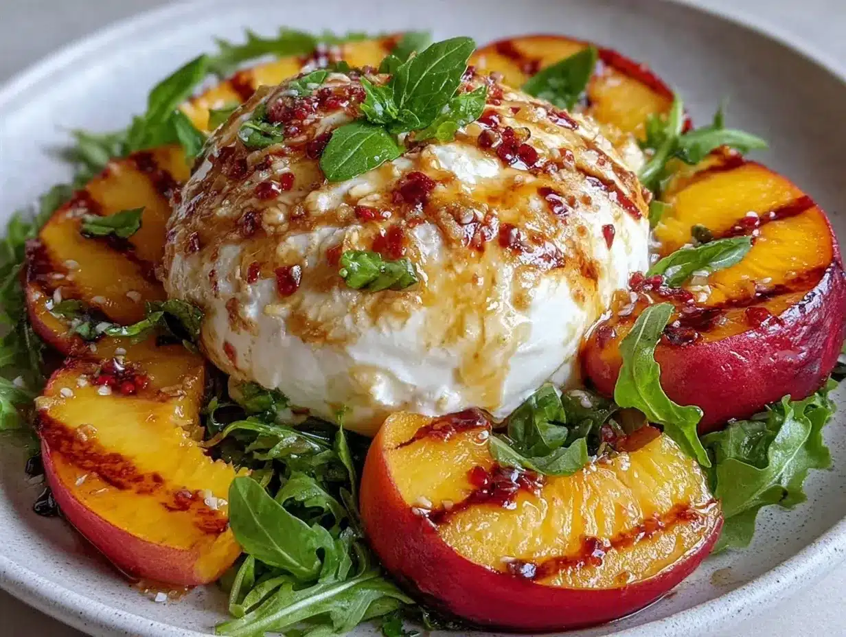 fresh grilled peach burrata salad preparation steps
