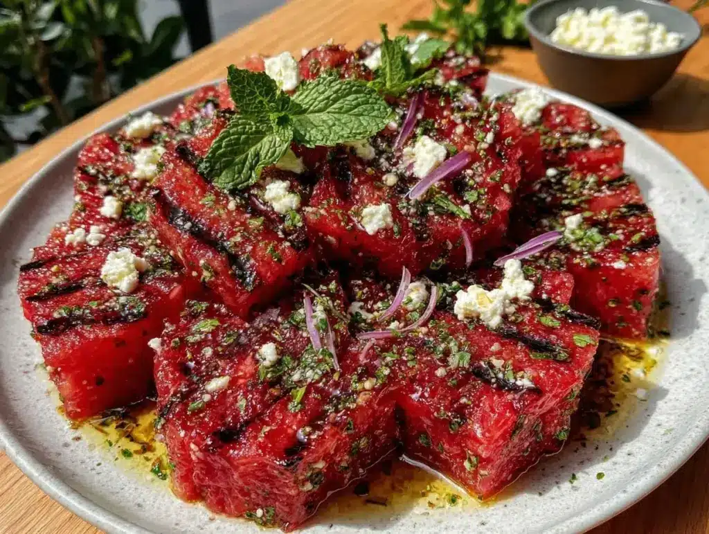 fresh grilled watermelon salad - featured image
