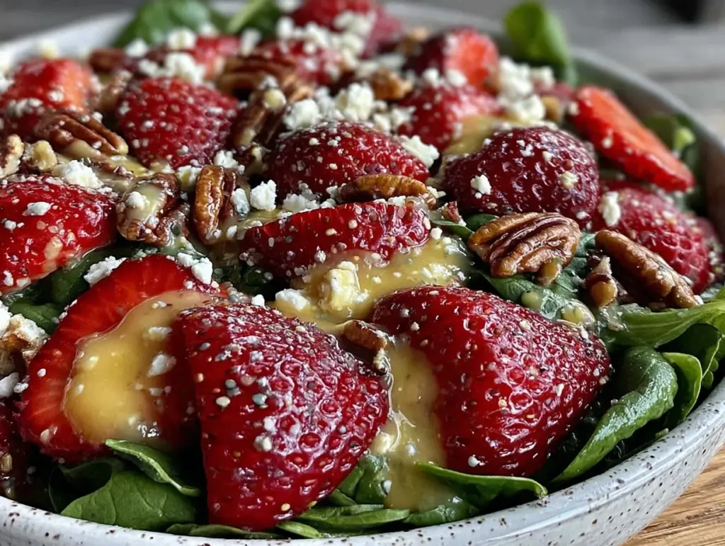 fresh strawberry spinach salad - featured image