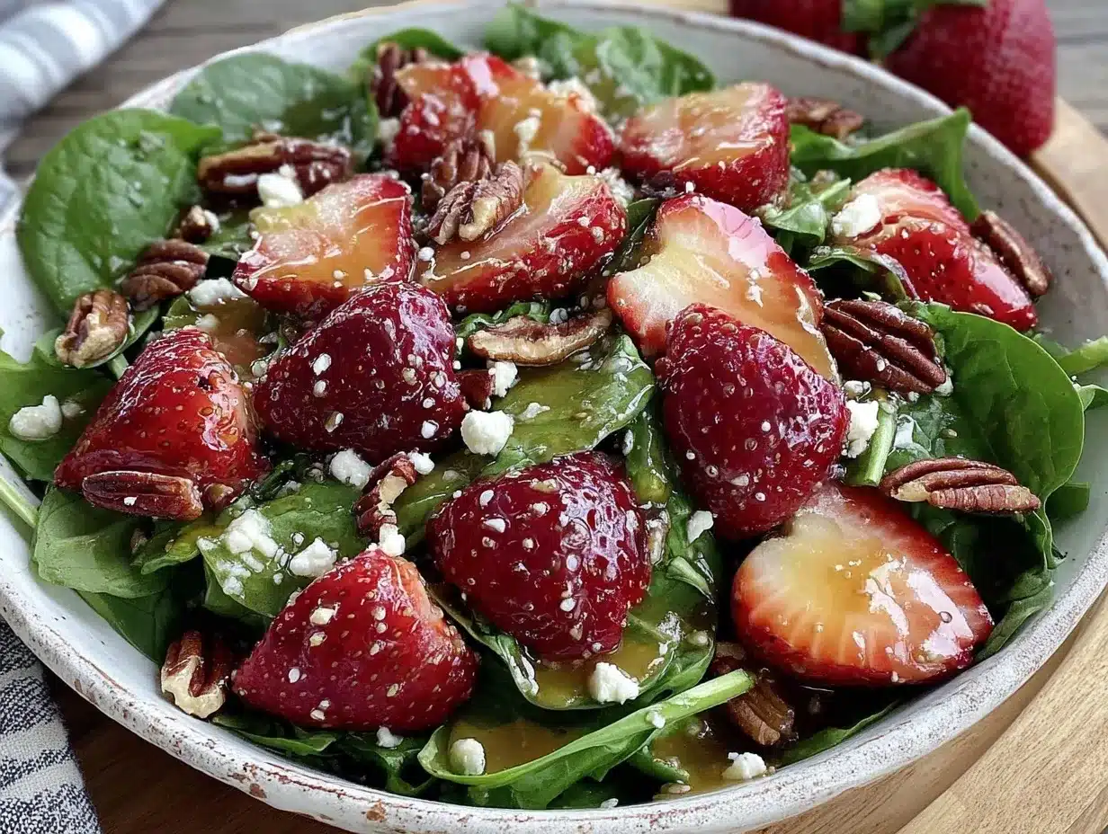 fresh strawberry spinach salad preparation steps