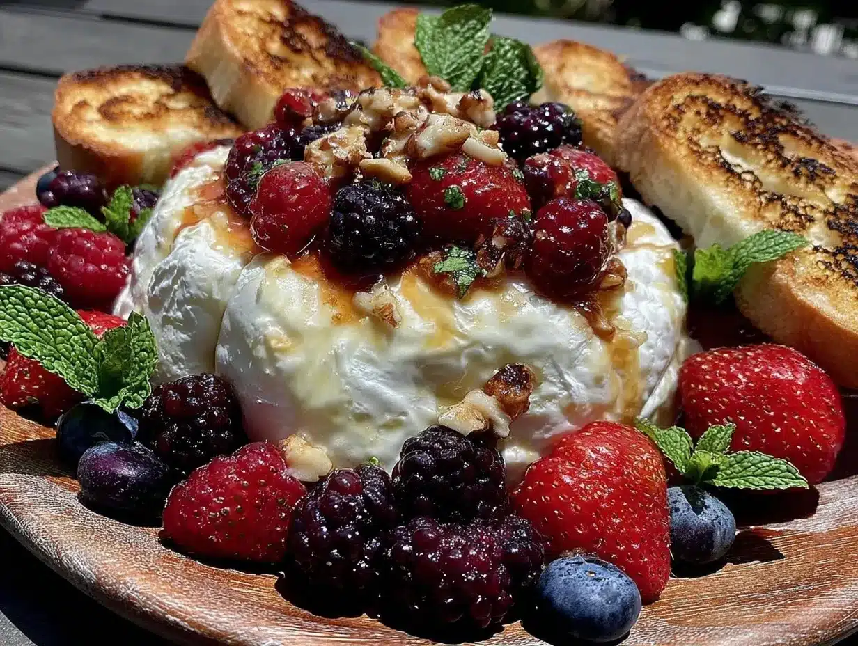 fresh summer berry and burrata charcuterie board preparation steps