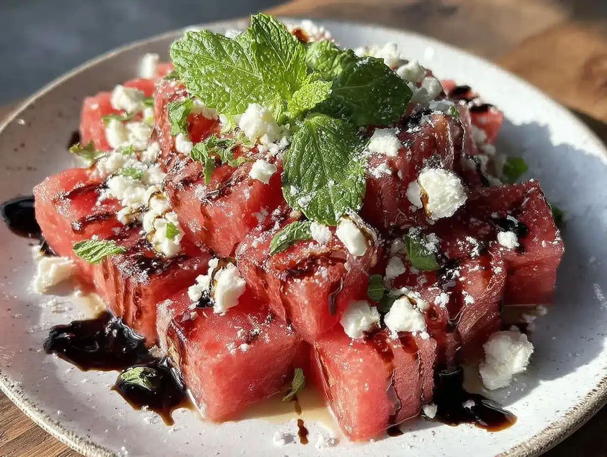 fresh watermelon feta salad preparation steps