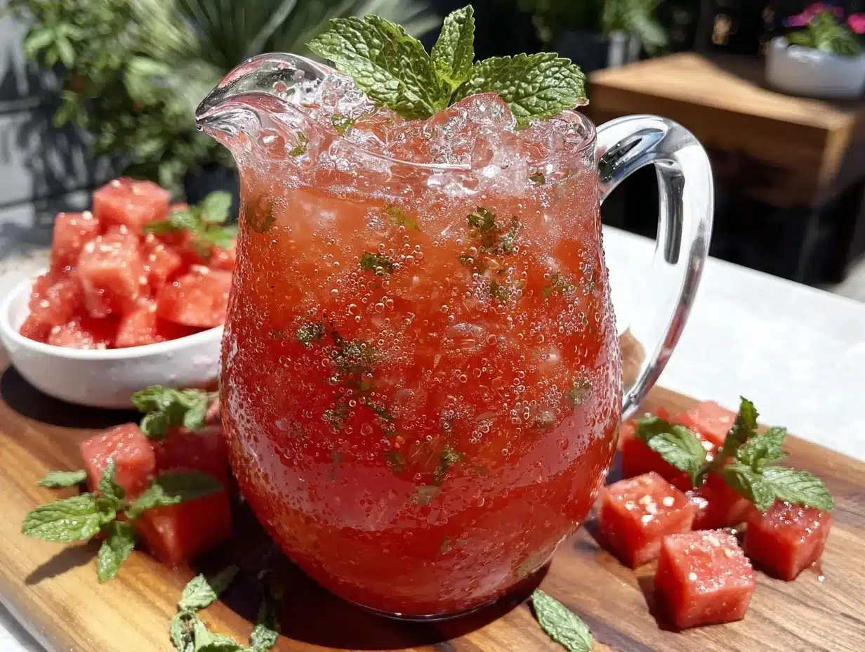 Fresh Watermelon Mint Lemonade Party Punch preparation steps
