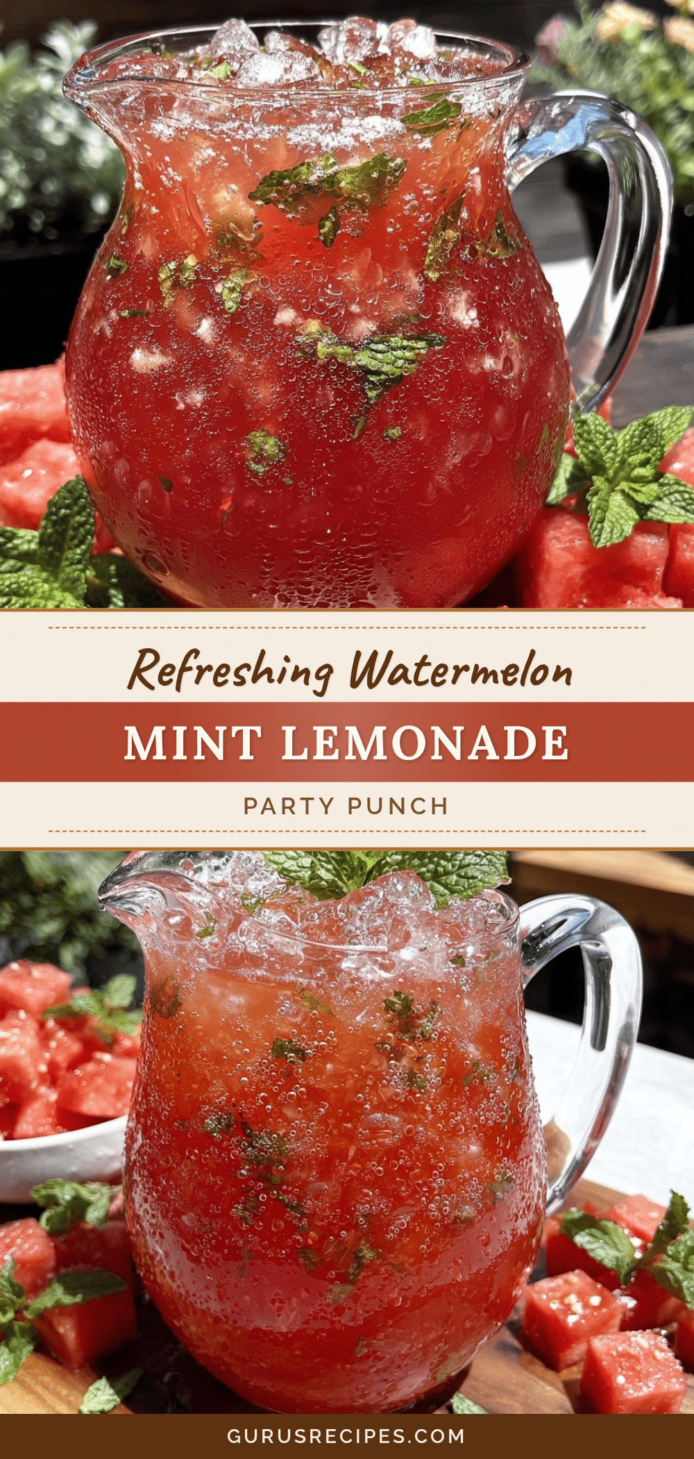 Fresh Watermelon Mint Lemonade Party Punch recipe