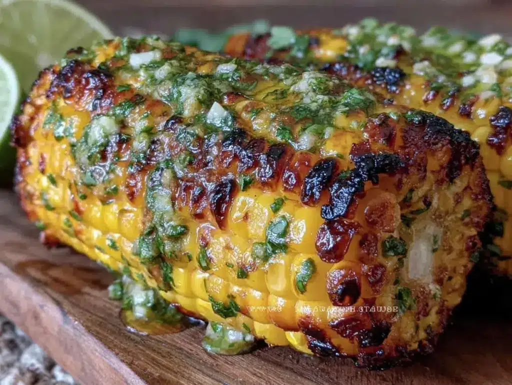 grilled corn on the cob with cilantro lime butter - featured image