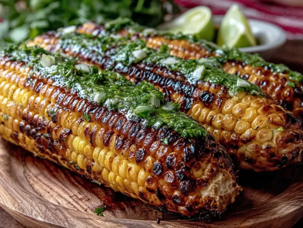 grilled corn on the cob with cilantro lime butter - featured image
