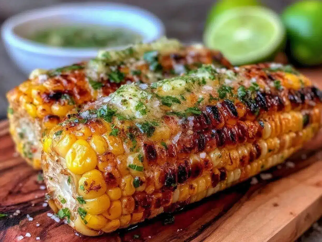 grilled corn on the cob with cilantro lime butter preparation steps