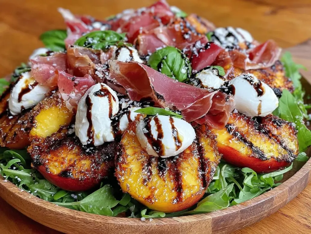 grilled peach and burrata salad - featured image